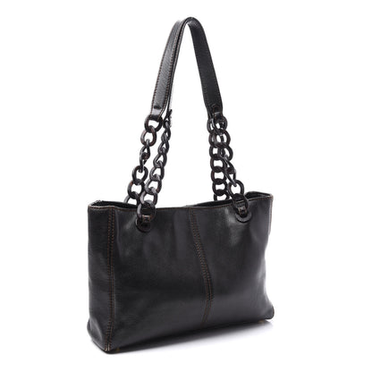 Chanel Calfskin Wood Chain Tote Black 2 of 15