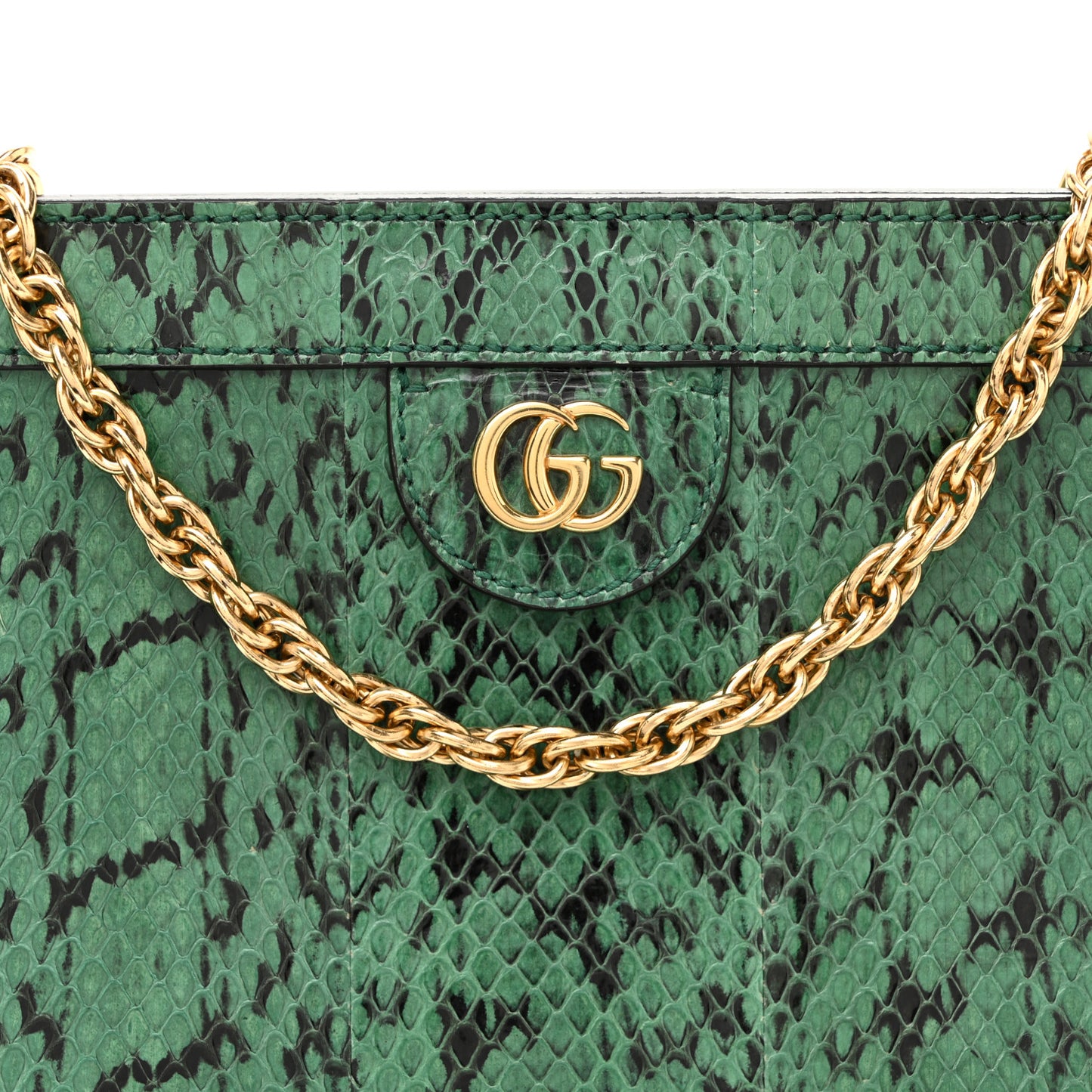 Snakeskin GG Small Ophidia Chain Shoulder Bag Green