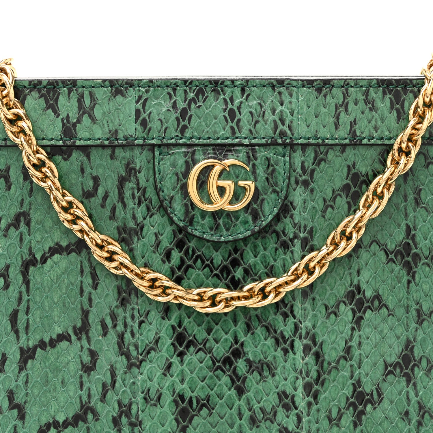 Gucci Snakeskin GG Small Ophidia Chain Shoulder Bag Green 8 of 10