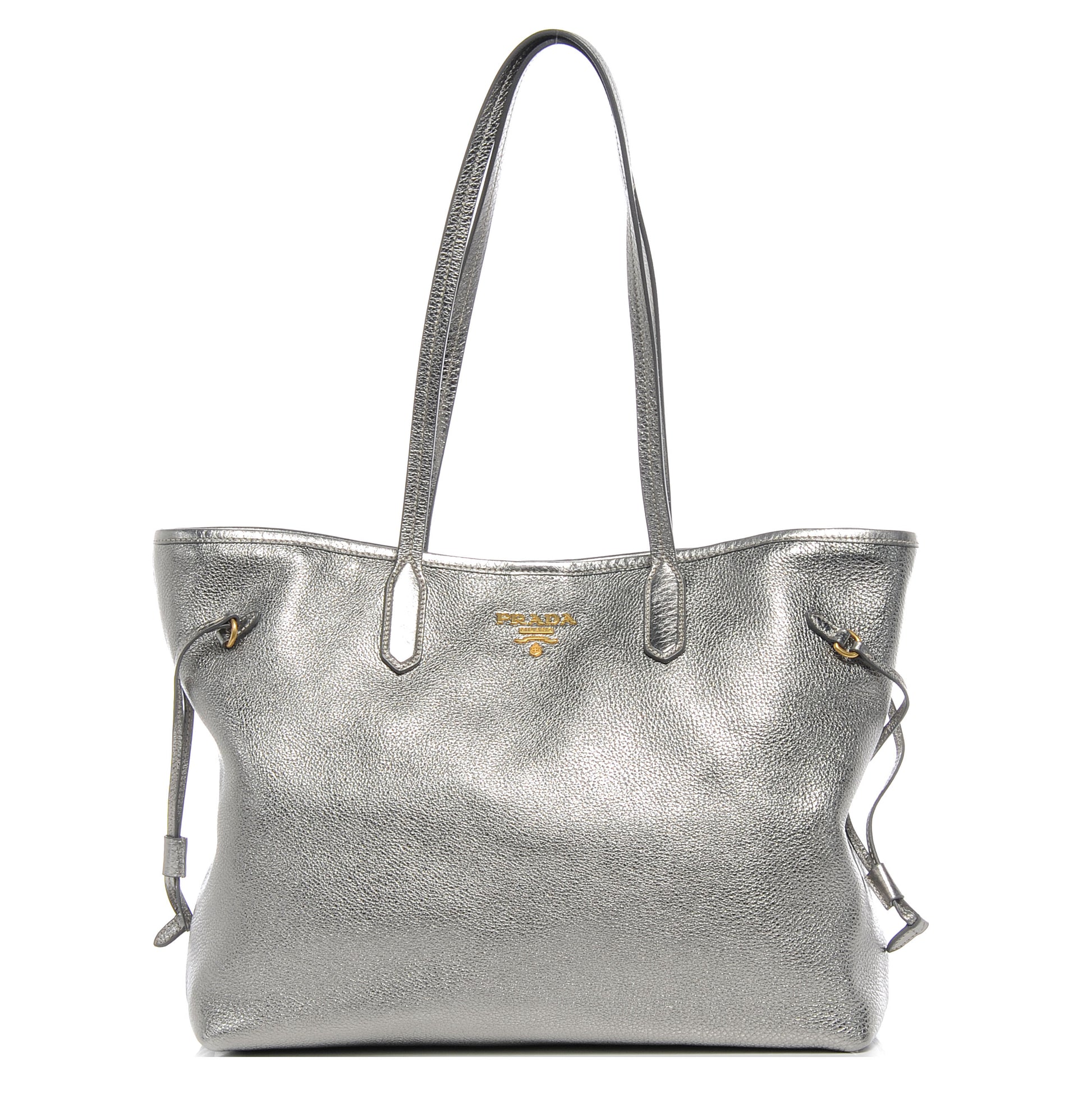 Prada Vitello Daino Shopping Tote Acciaio 1 of 9