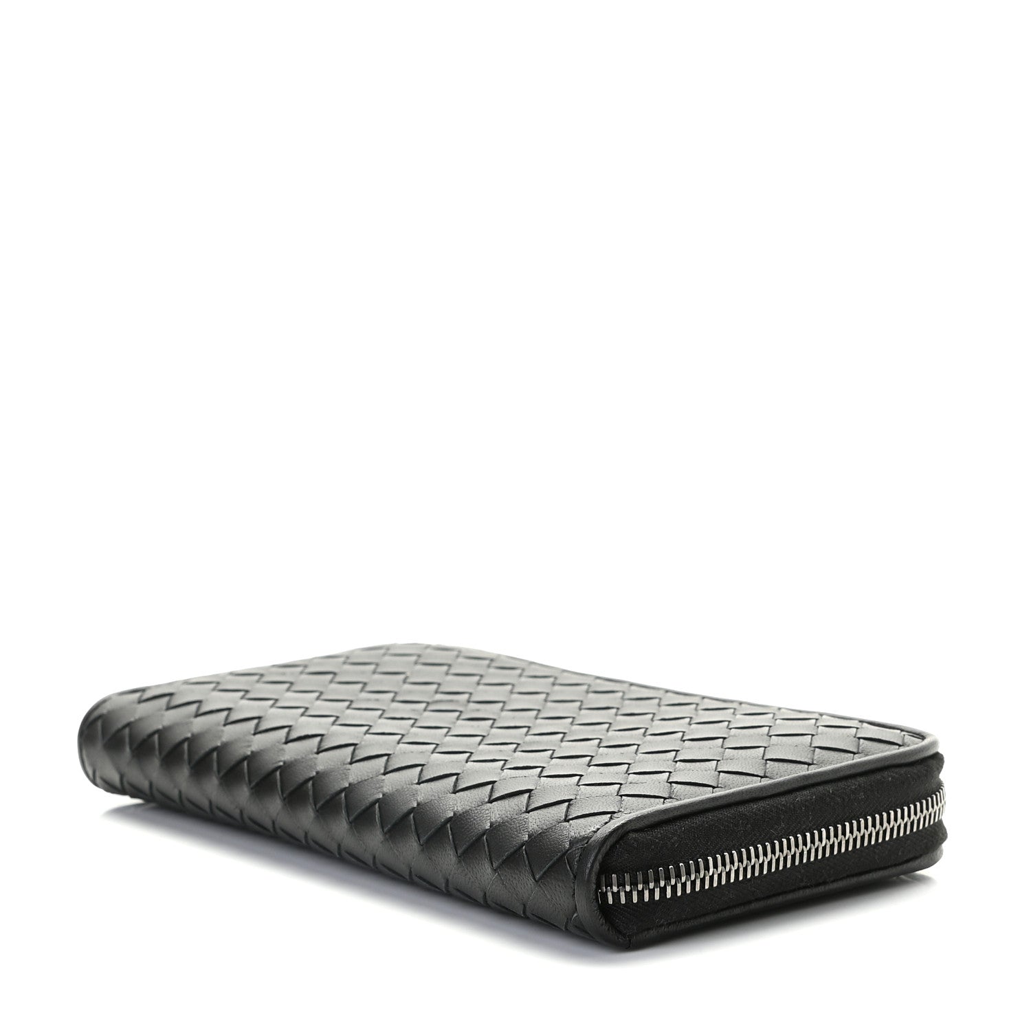 Bottega Veneta Goatskin Intrecciato Zip Around Wallet Black 6 of 9