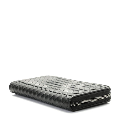 Bottega Veneta Goatskin Intrecciato Zip Around Wallet Black 6 of 9