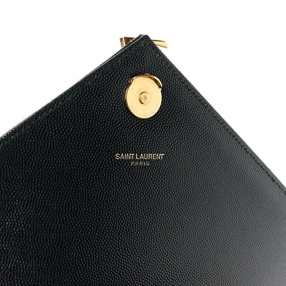 Saint Laurent SAINT LAURENT Grain De Poudre Matelasse Chevron Large Monogram Satchel Black 6 of 11