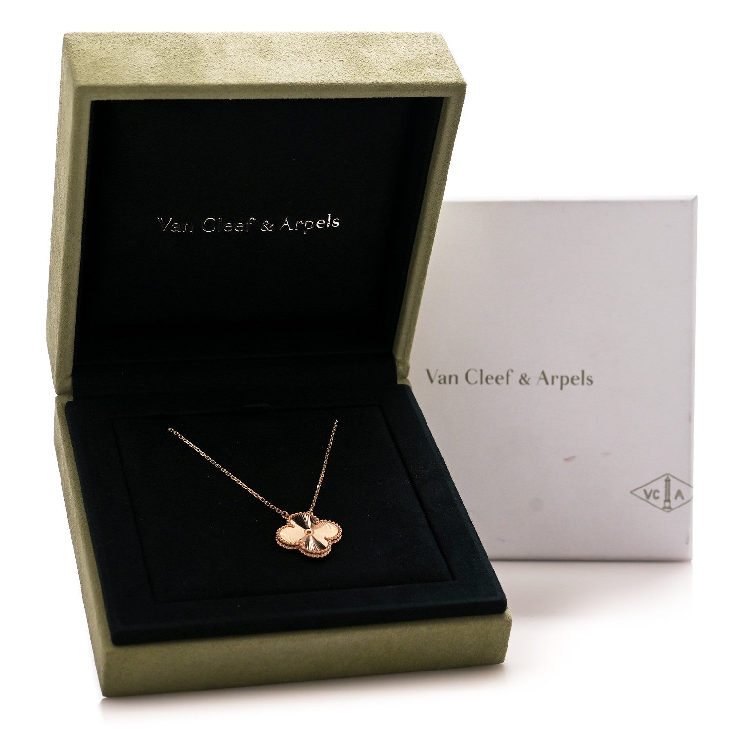 Van Cleef & Arpels 18K Rose Gold Guilloche Magic Alhambra Pendant Necklace 6 of 6