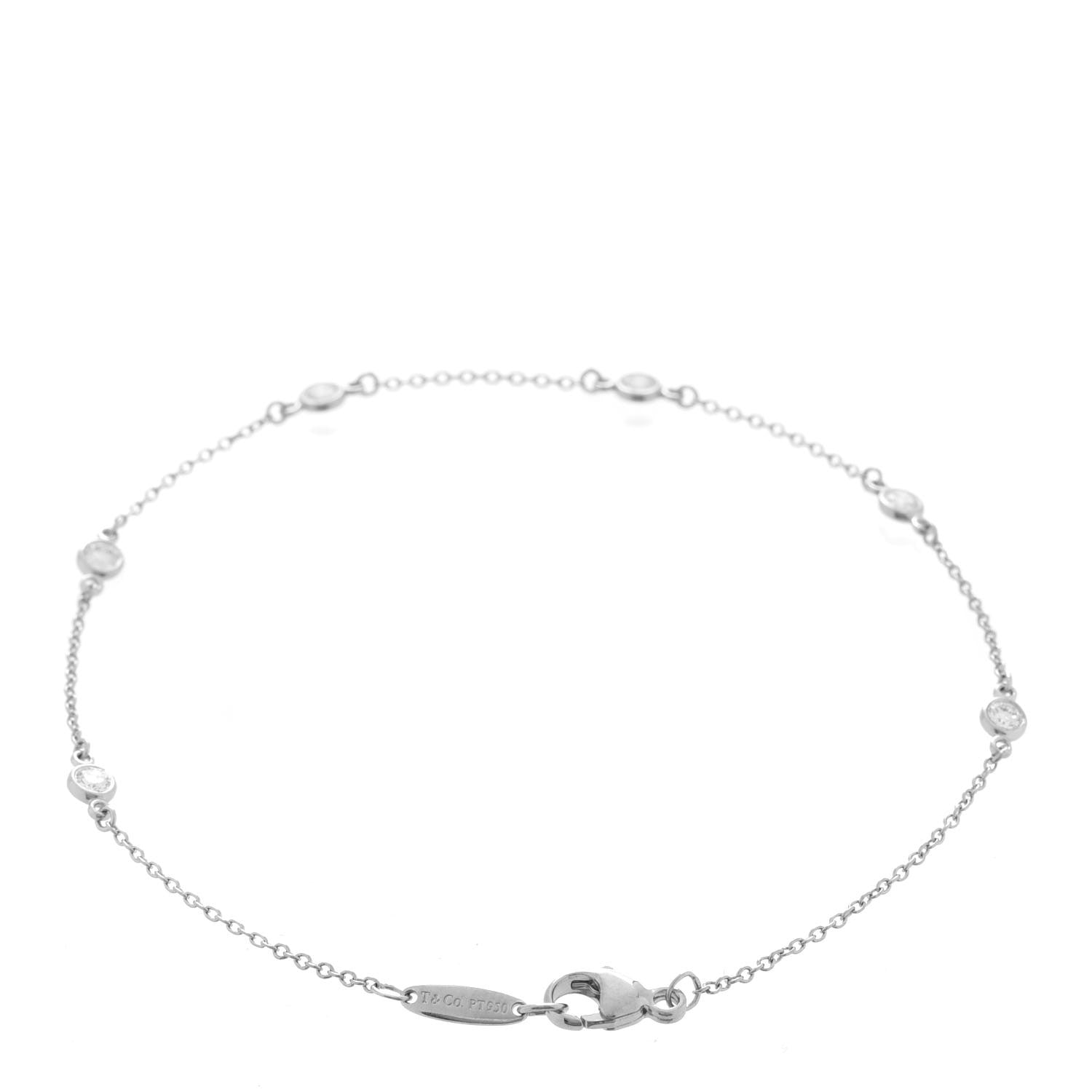 Tiffany Platinum Diamond .30ctw Elsa Peretti Diamonds by the Yard Station Bracelet 3 of 6