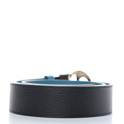 Gucci Dollar Calfskin 1973 Reversible Belt 100 40 Black Deep Cobalt 3 of 6
