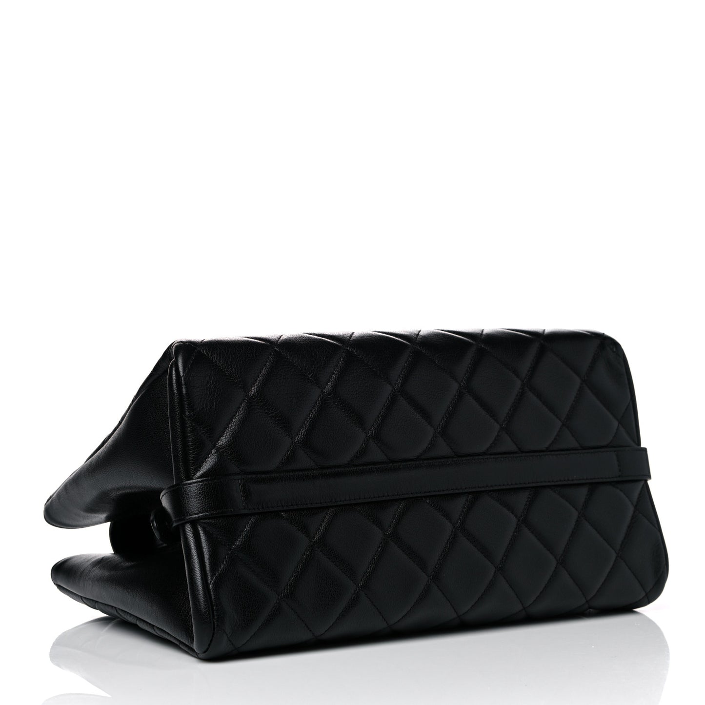 Goatskin Quilted Large City Rock Shopping Bag Black