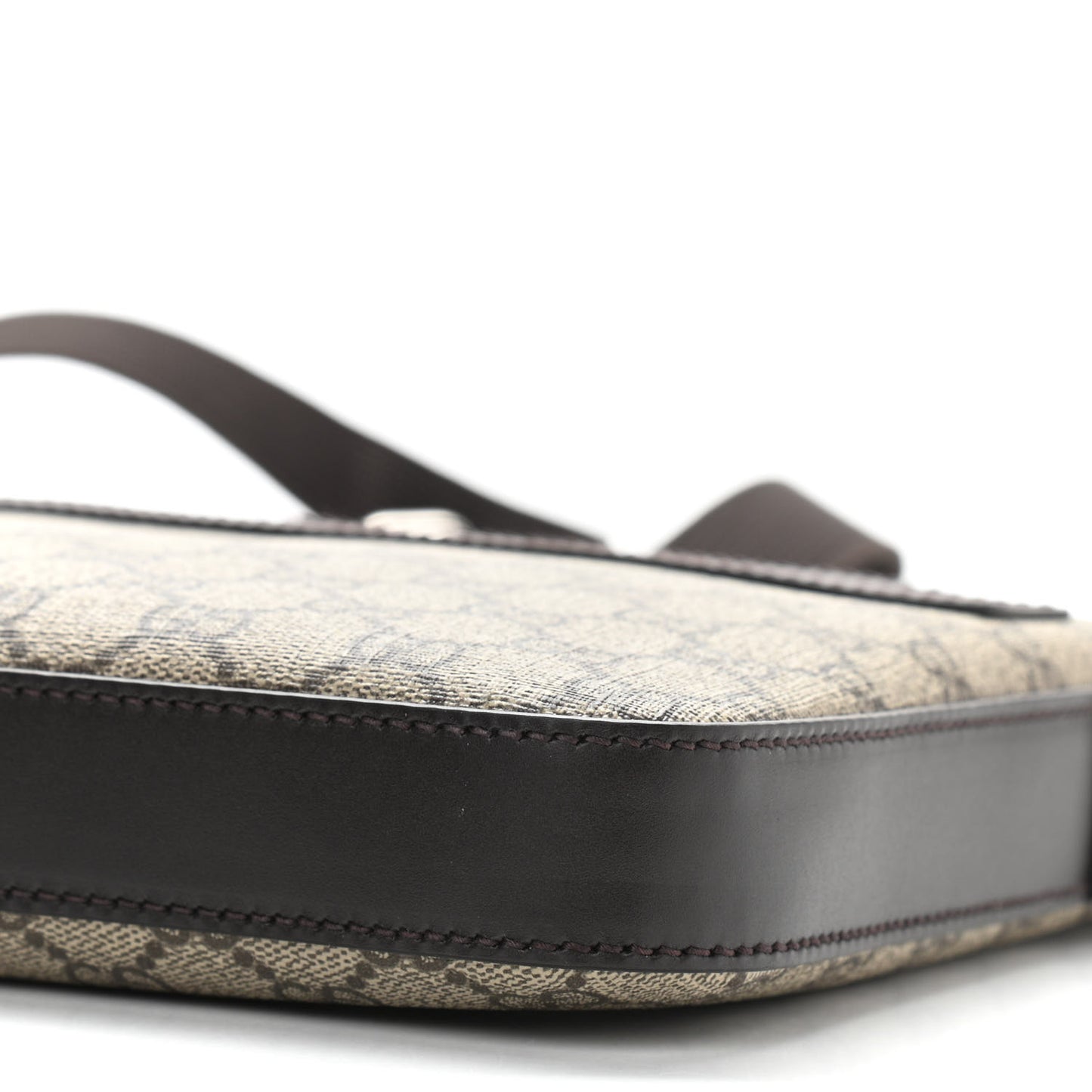 GG Supreme Monogram Selleria Calfskin Small Flat Messenger Bag Beige Ebony Cocoa Marrone Scuro