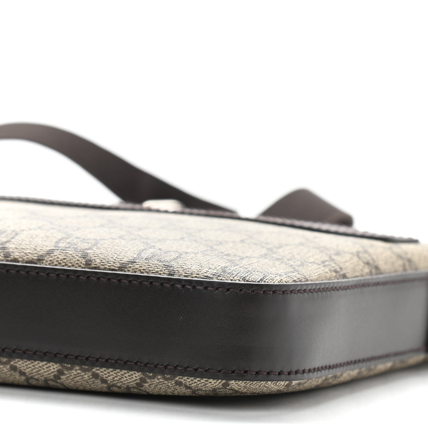 Gucci GG Supreme Monogram Selleria Calfskin Small Flat Messenger Bag Beige Ebony Cocoa Marrone Scuro 10 of 11