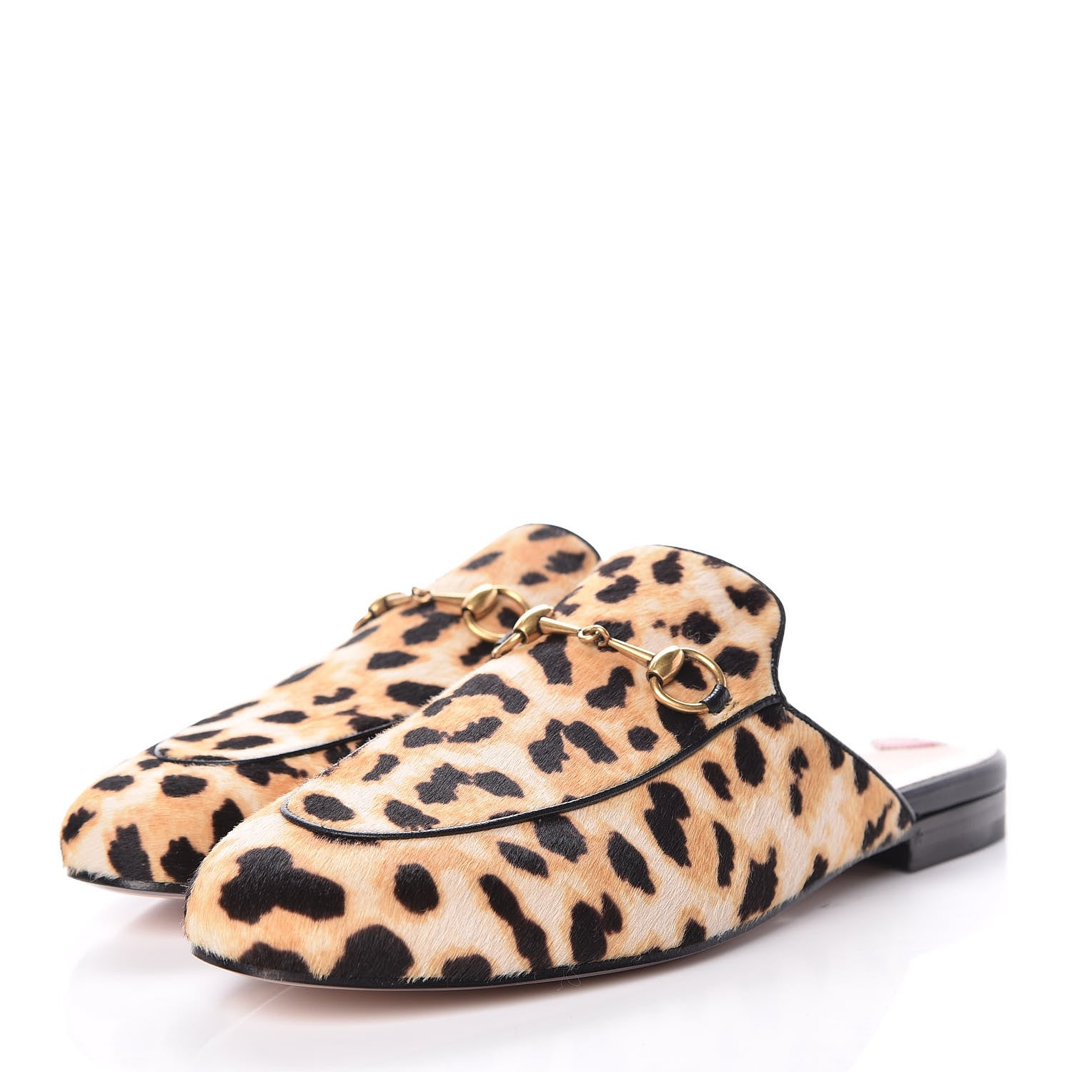 Gucci Calf Hair Leopard Print Womens Princetown Slippers 38.5 Naturale Black 3 of 9