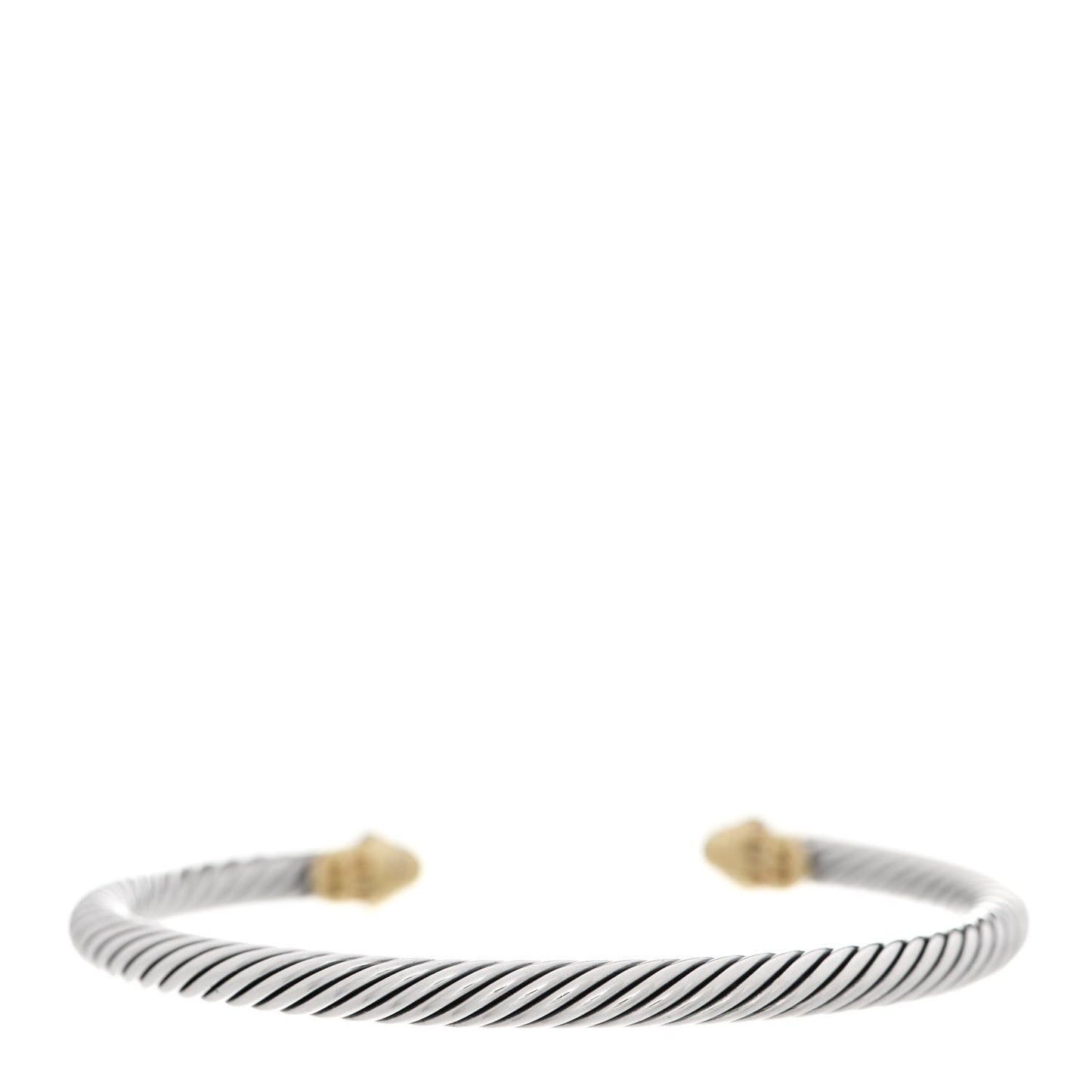 Sterling Silver 18K Yellow Gold Diamond 4mm Cable Kids Bracelet