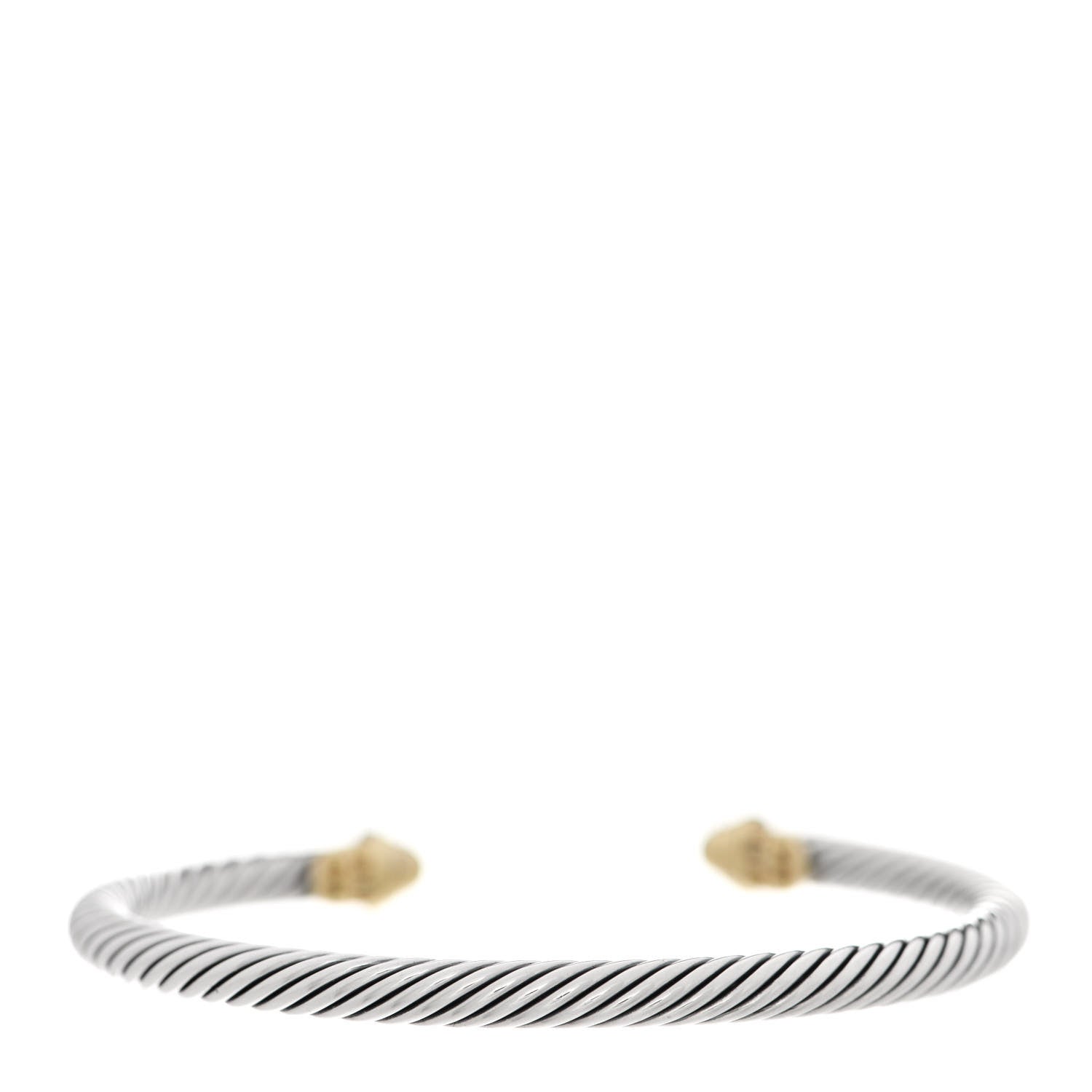 David Yurman Sterling Silver 18K Yellow Gold Diamond 4mm Cable Kids Bracelet 2 of 4