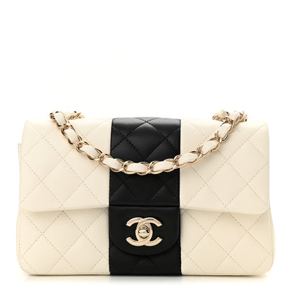 Chanel Lambskin Quilted Mini Rectangular Flap White Black 1 of 12