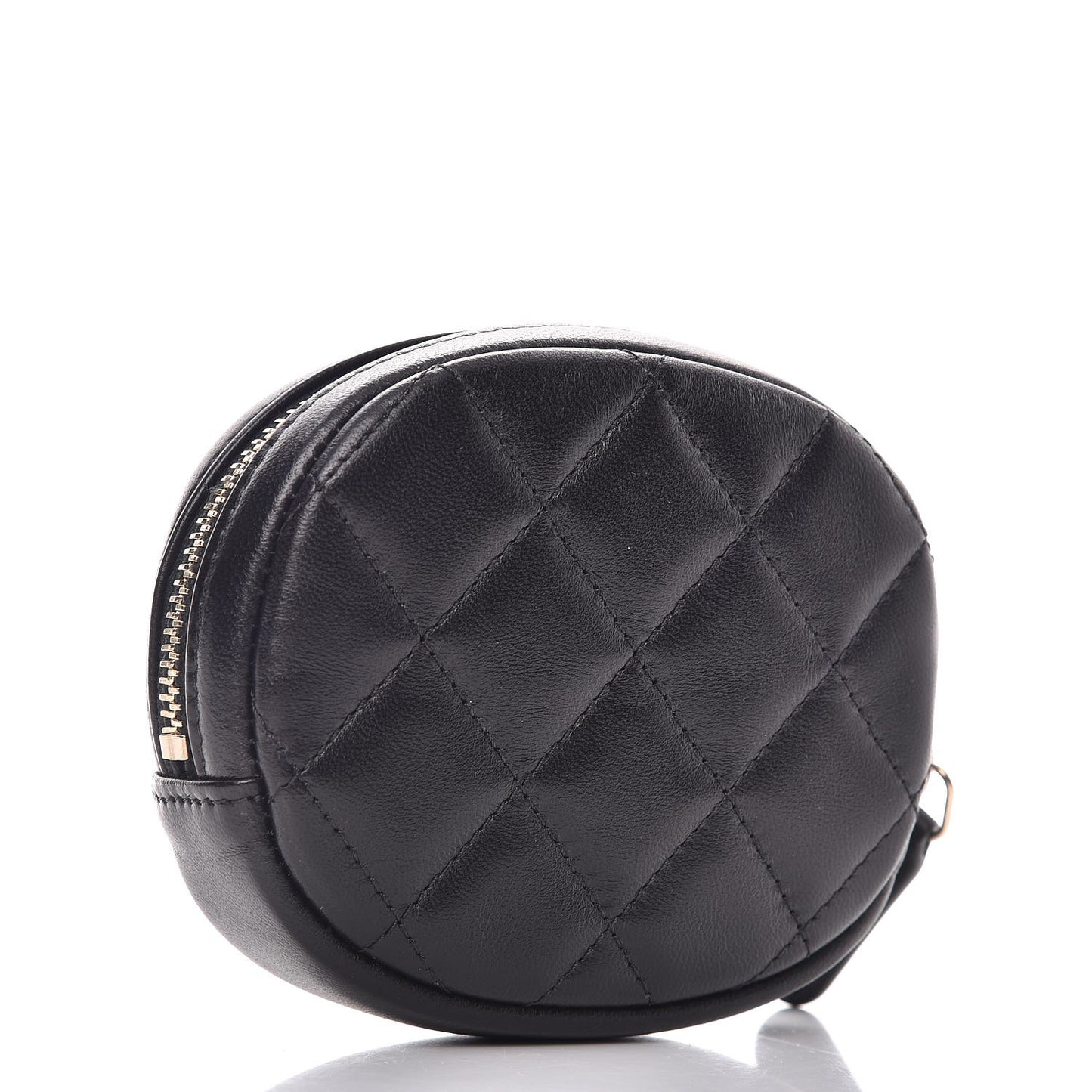Lambskin Quilted Zip Around Classic Coin Purse Black