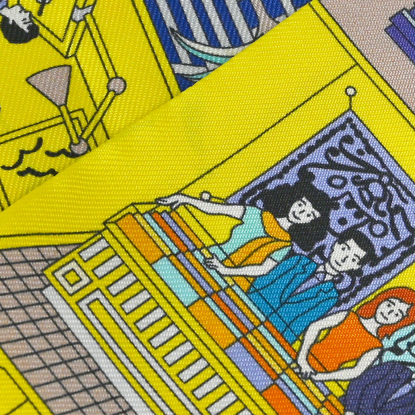 Silk La Maison des Carres Twilly Jaune Vif Bleu Roy Turquoise