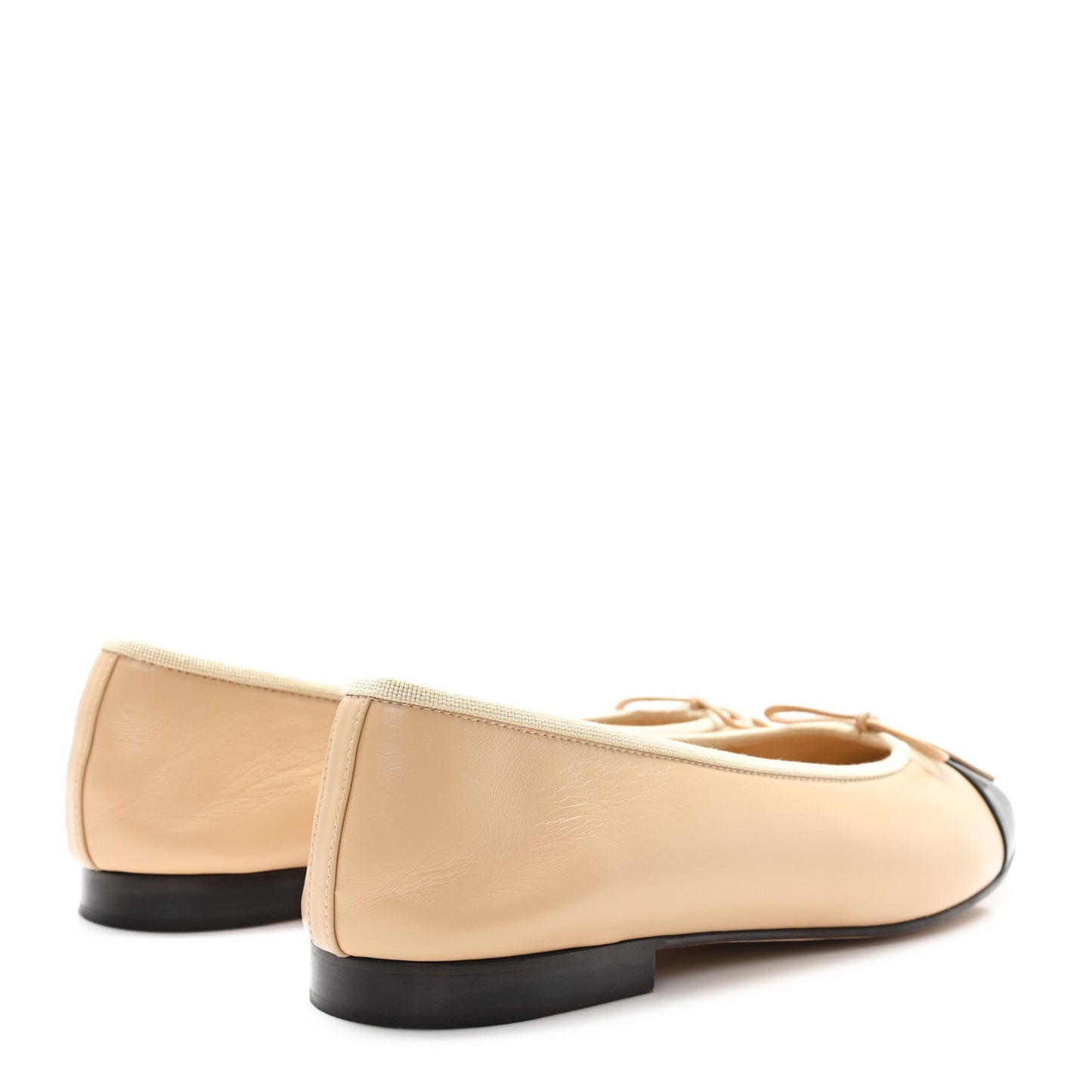 Lambskin Cap Toe CC Ballerina Flats 41.5 Beige Black