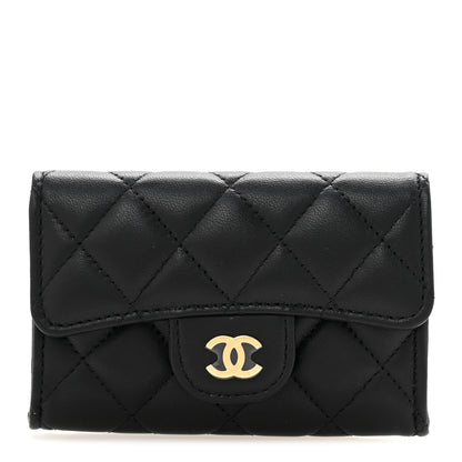 Chanel Lambskin Quilted Flap Card Holder Wallet Black 1 of 10