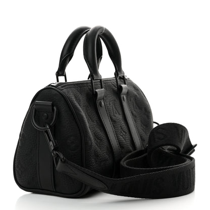 Louis Vuitton Monogram Taurillon Keepall Bandouliere 25 Black 3 of 10