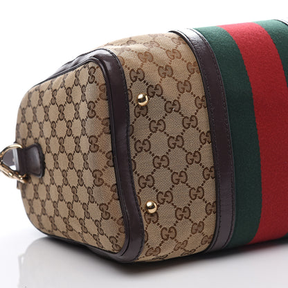 Gucci Monogram Vintage Web Medium Boston Dark Brown 8 of 9