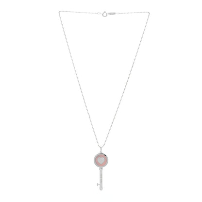 Tiffany Sterling Silver Enamel Keys Heart Key Pendant Necklace Pink 2 of 5