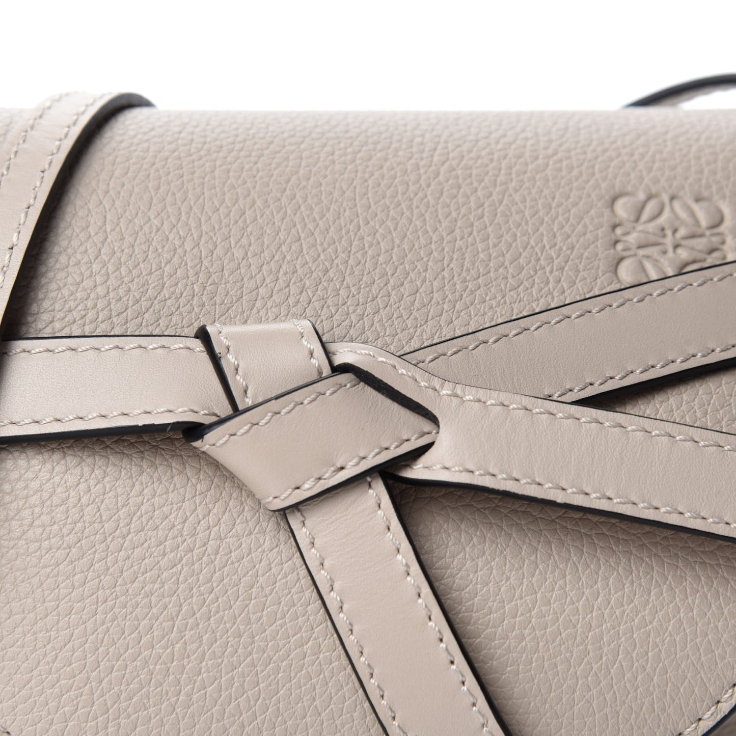 Grained Calfskin Mini Gate Crossbody Bag Light Oat