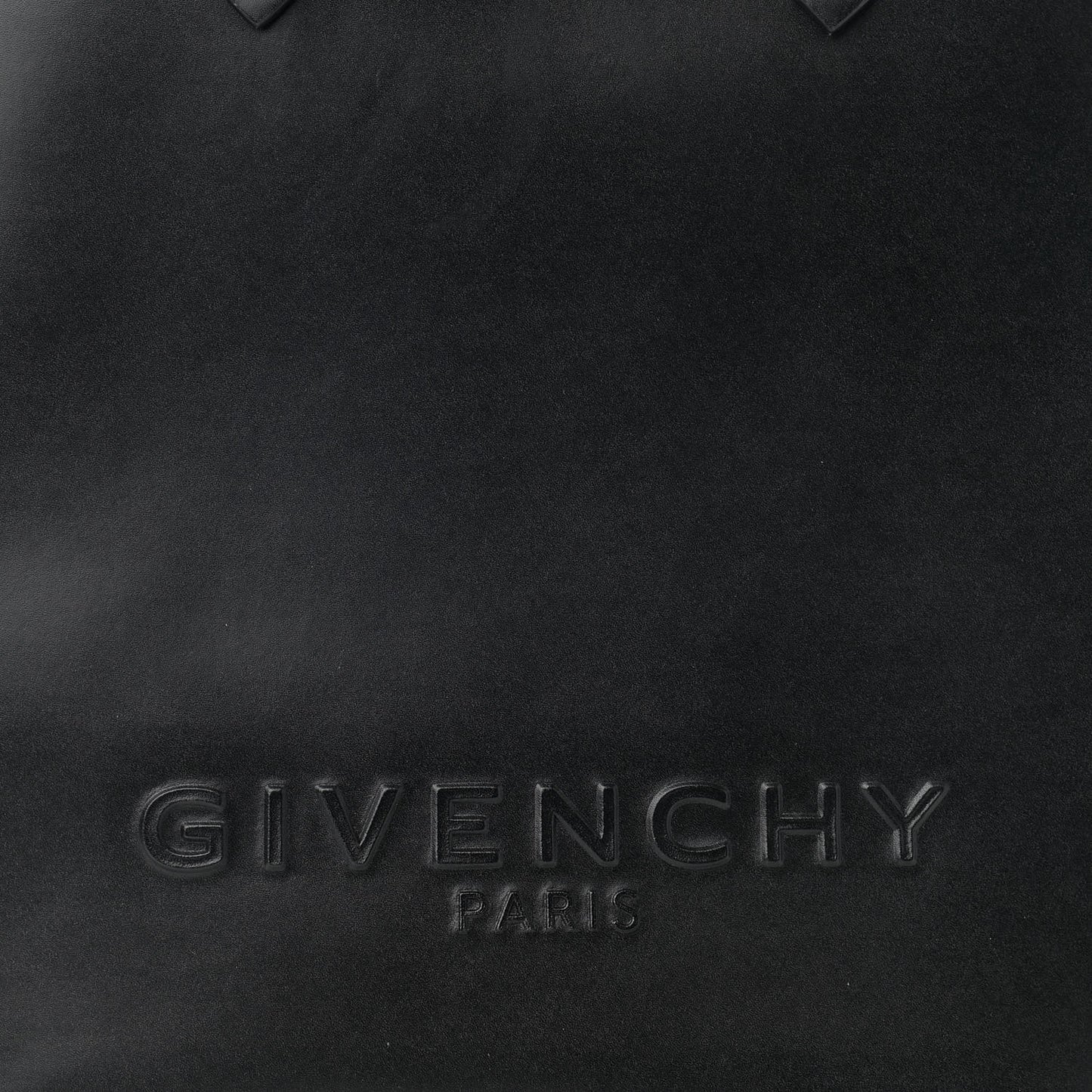 Calfskin Logo Debossed Medium Shopper Tote Black