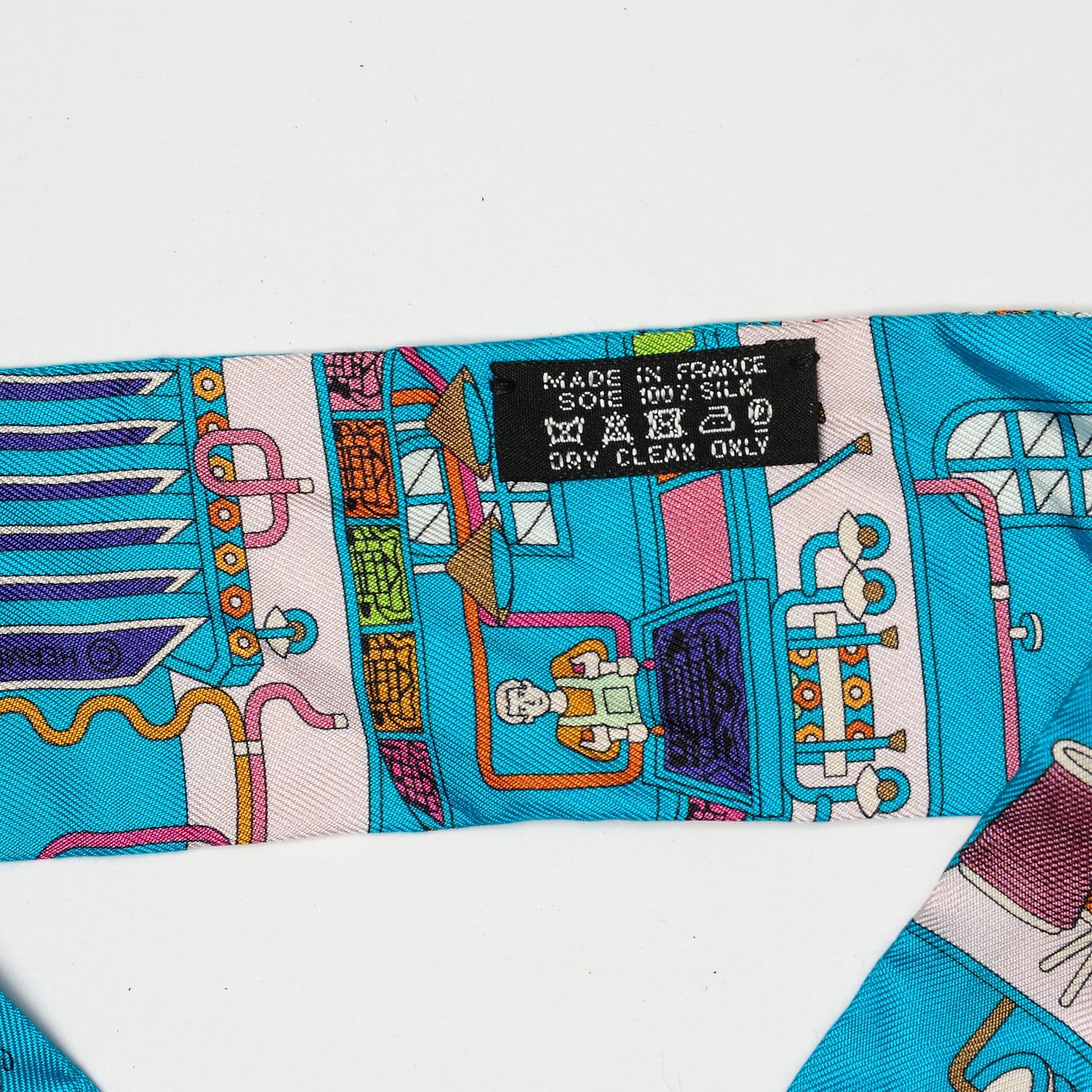Hermes Silk La Maizeon De Carres Twilly Bleu Azur Marine Rose Indien 3 of 5