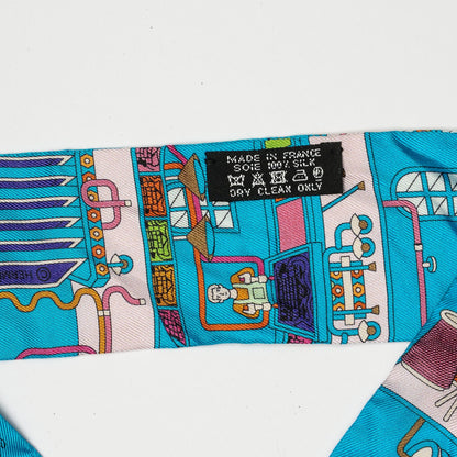 Hermes Silk La Maizeon De Carres Twilly Bleu Azur Marine Rose Indien 3 of 5