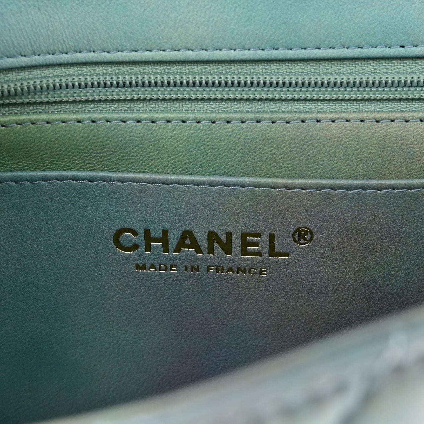 Lambskin Quilted Ombre Mini Top Handle Rectangular Flap Blue Green