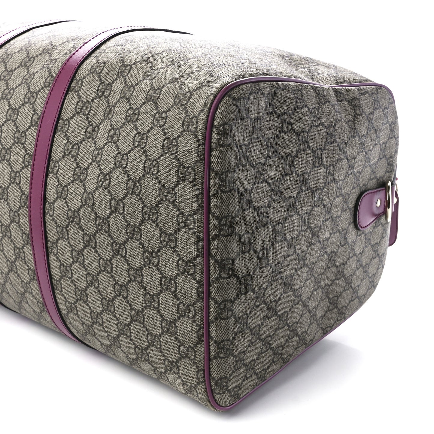 GG Supreme Monogram Selleria Calfskin Medium Carry On Duffle Bag Beige Ebony Peonia Flower
