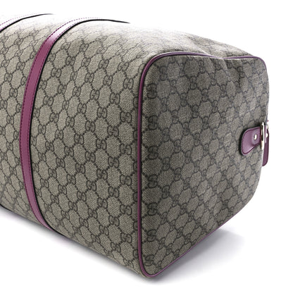 Gucci GG Supreme Monogram Selleria Calfskin Medium Carry On Duffle Bag Beige Ebony Peonia Flower 13 of 13