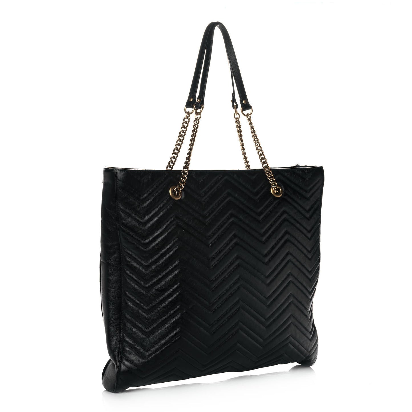 Azalea Calfskin Matelasse Large GG Marmont Slim Tote Black