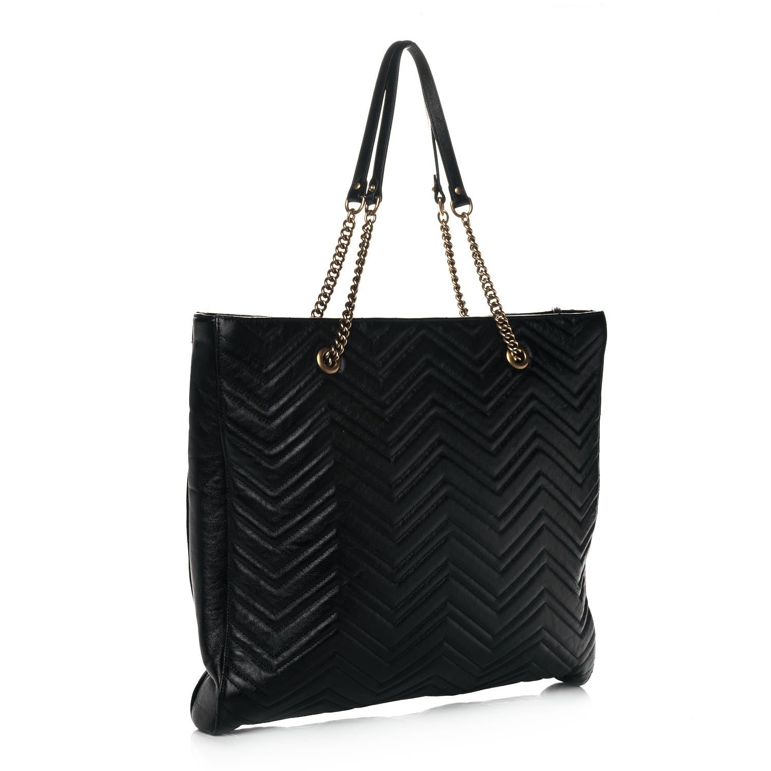 Gucci Azalea Calfskin Matelasse Large GG Marmont Slim Tote Black 2 of 10
