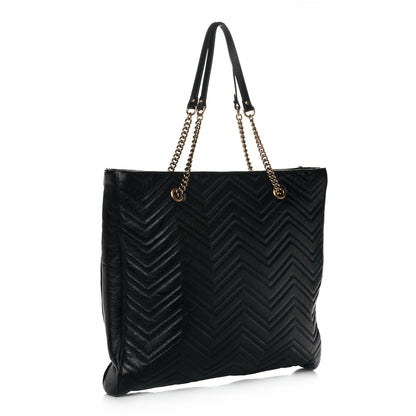 Gucci Azalea Calfskin Matelasse Large GG Marmont Slim Tote Black 2 of 10