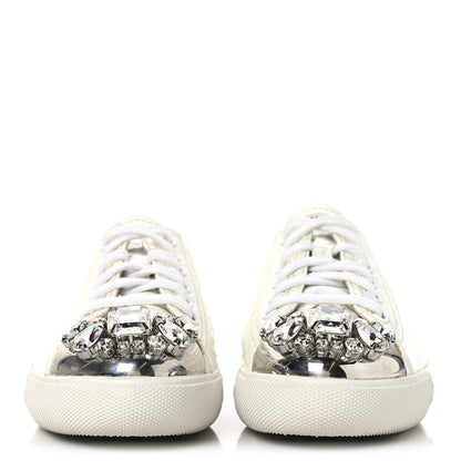 Miu Miu Naplak Crystal Low Top Sneakers 38 Bianco 3 of 10