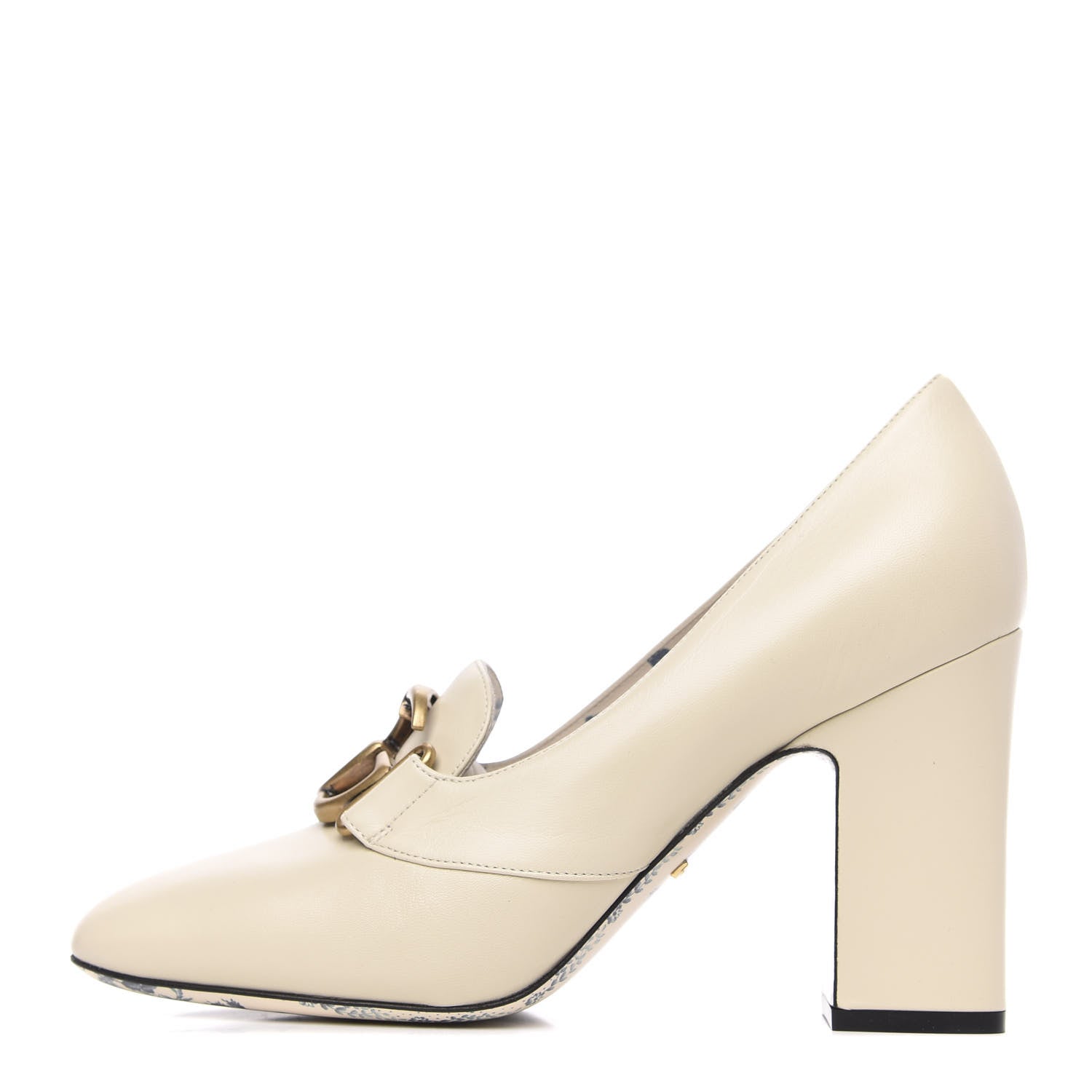 Gucci Malaga Kid GG Victoire 95mm Loafer Pumps 39.5 Vintage White 1 of 9
