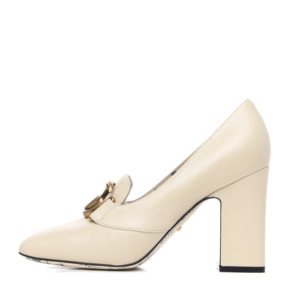Gucci Malaga Kid GG Victoire 95mm Loafer Pumps 39.5 Vintage White 1 of 9