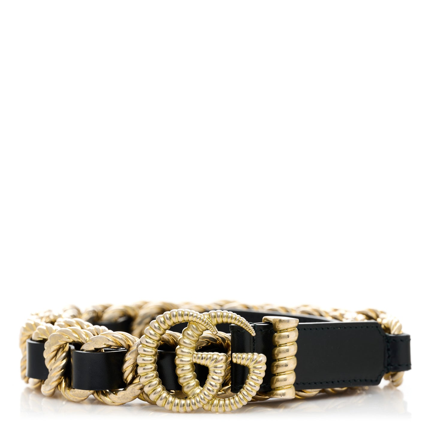 Calfskin Torchon Double G Chain 25mm Belt 90 36 Black