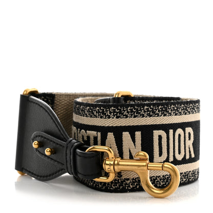 Christian Dior Canvas Embroidered Shoulder Strap Black 1 of 5
