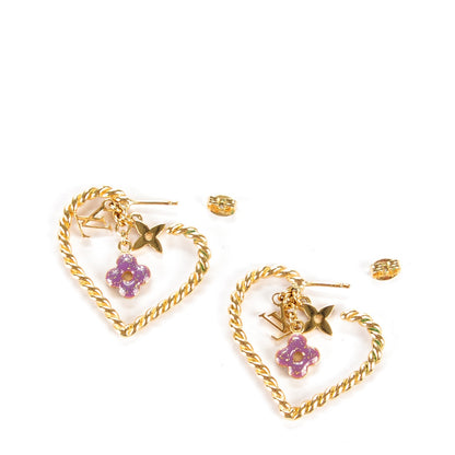 Louis Vuitton Sweet Monogram In My Heart Hoop Earrings Gold 3 of 3