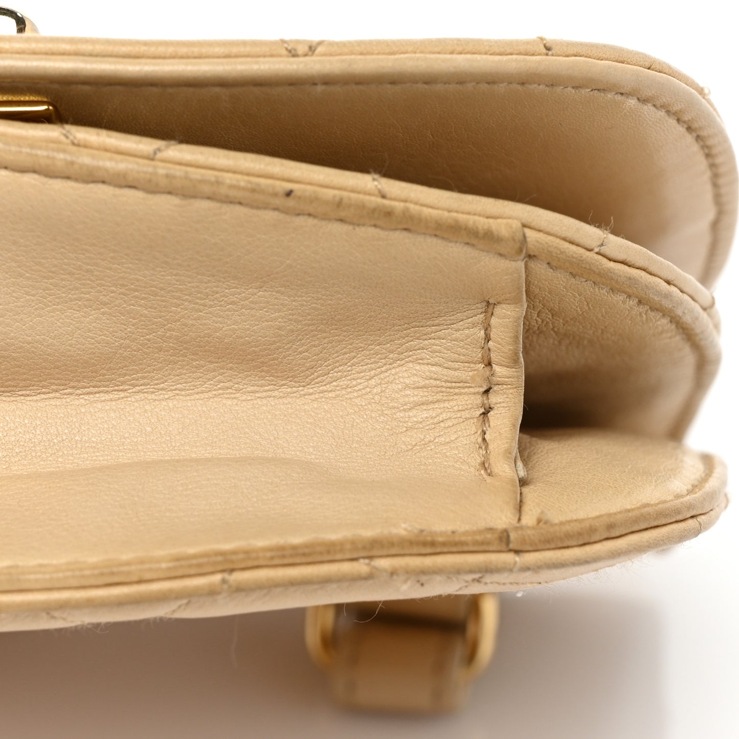 Lambskin Quilted Flap Waist Belt Bag 75 30 Beige