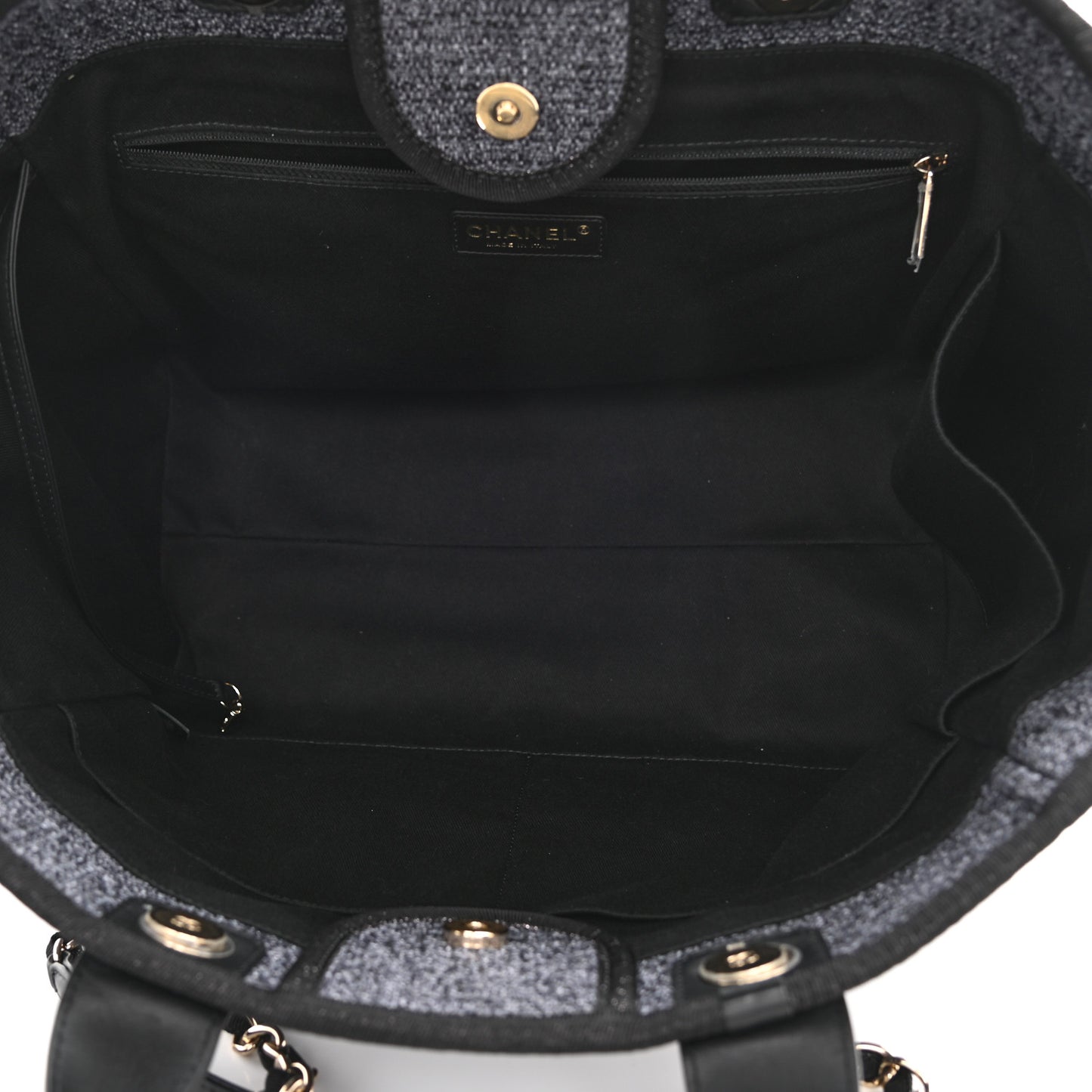 Lurex Boucle Medium Deauville Tote Black