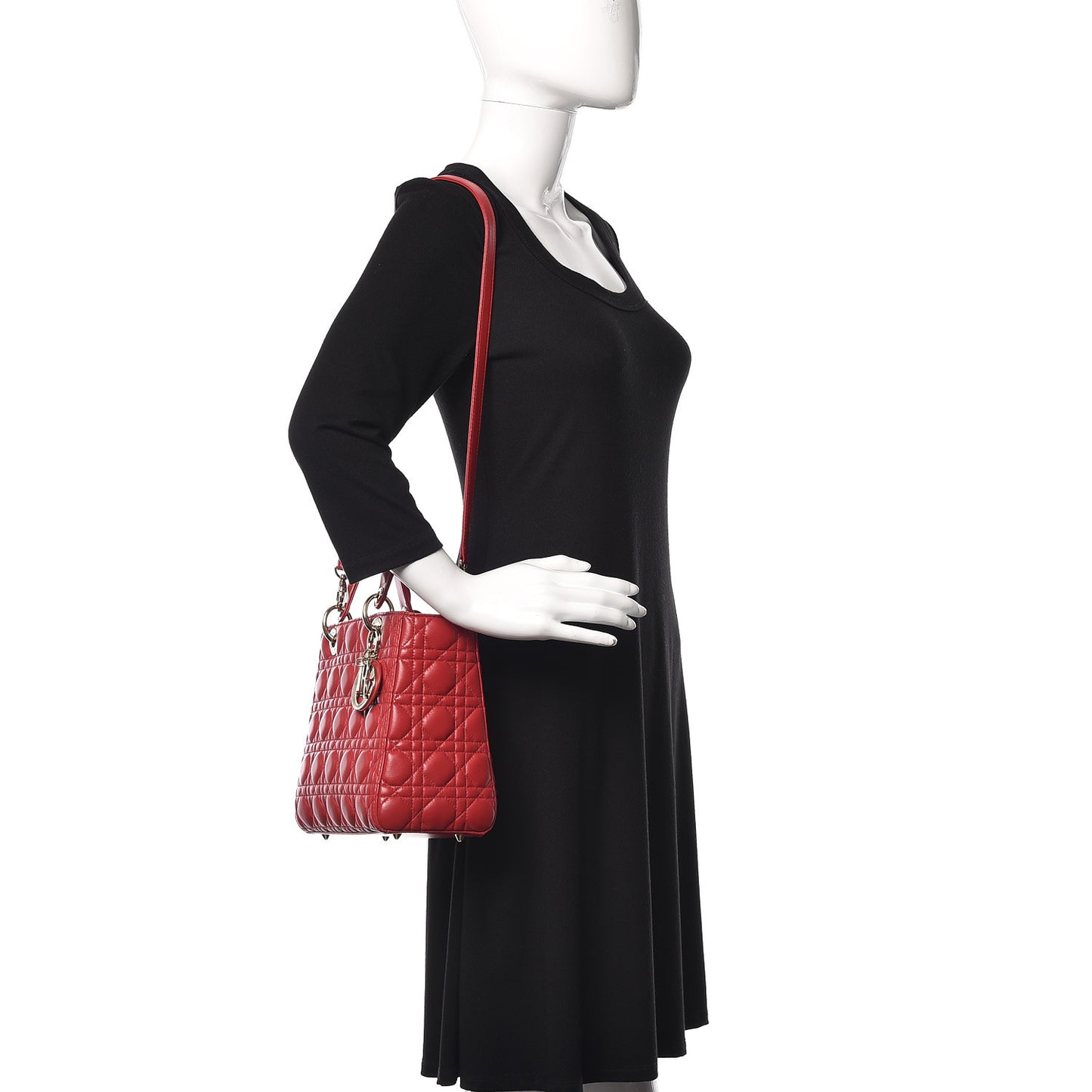 Lambskin Cannage Medium Lady Dior Red