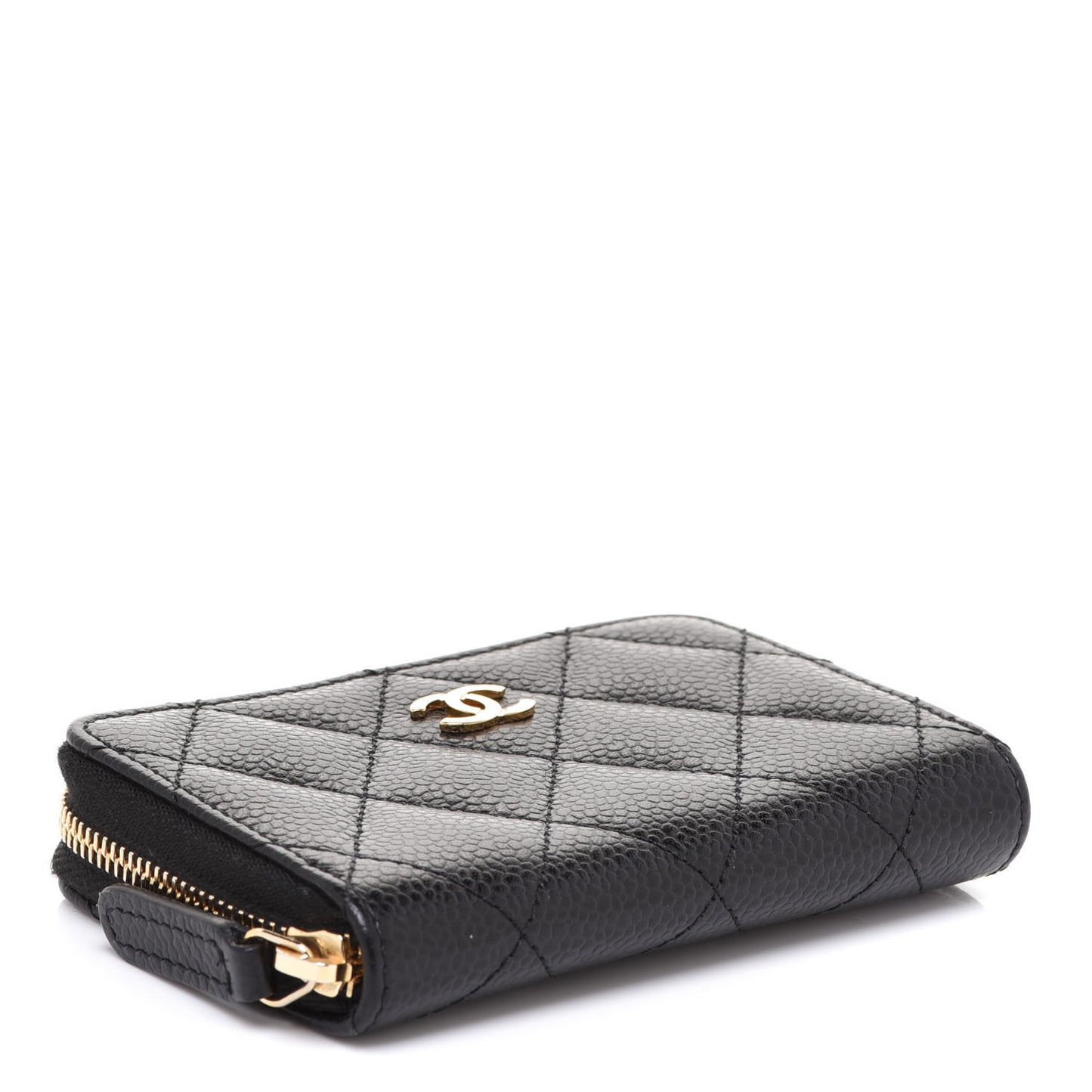 Caviar Quilted Zip Coin Purse Black