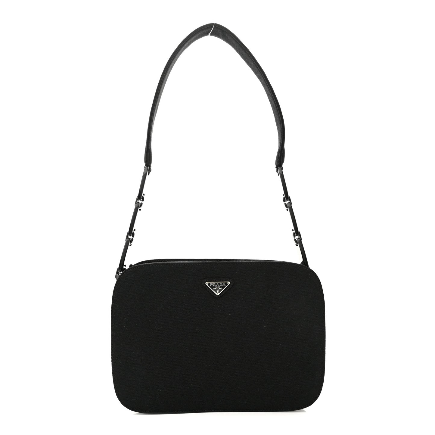Fabric Structured Shoulder Bag Black