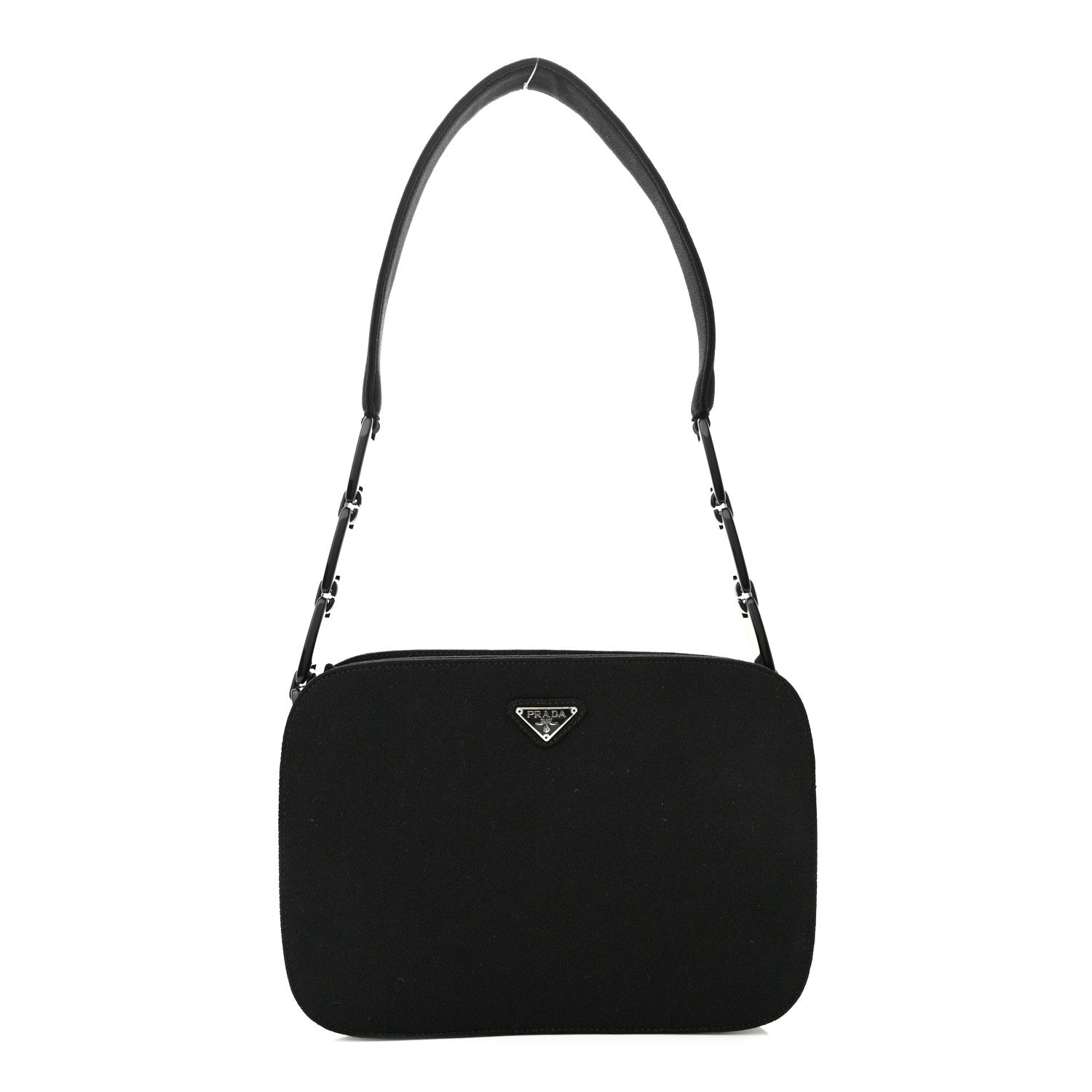 Prada Fabric Structured Shoulder Bag Black 1 of 8
