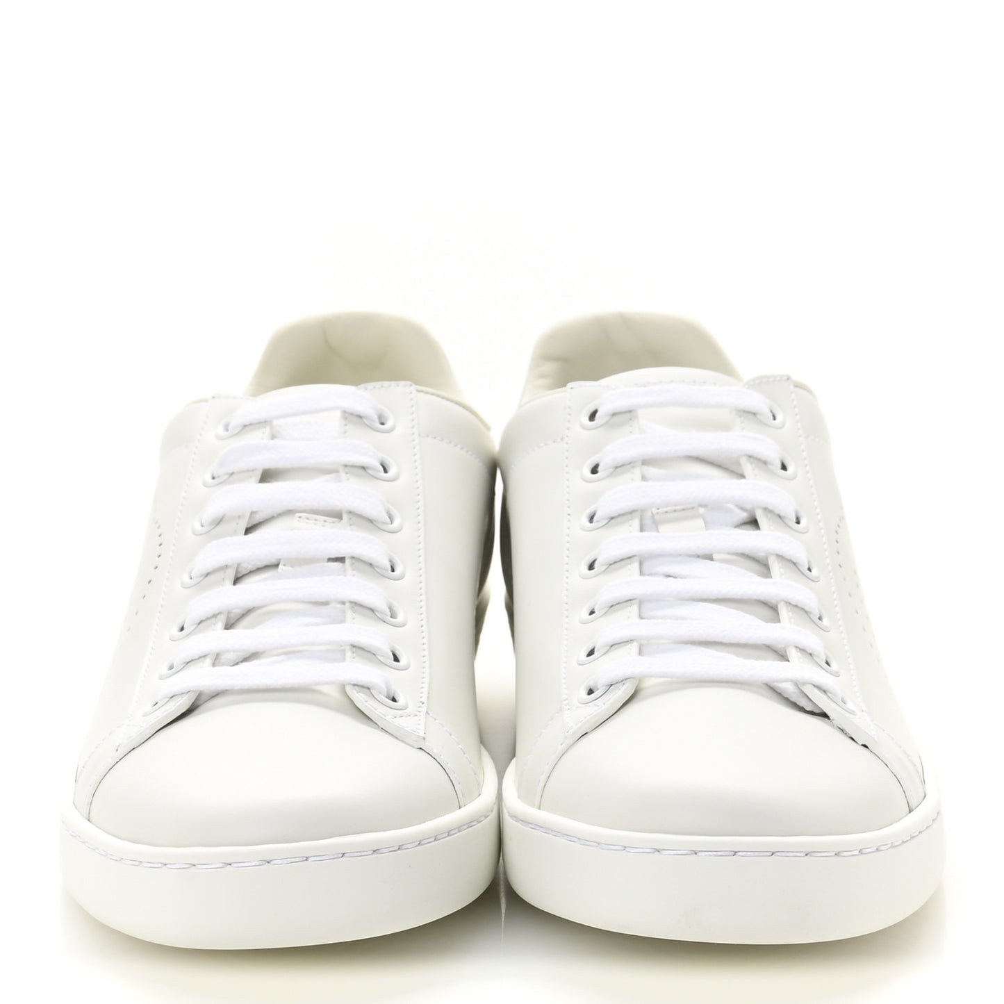 Calfskin Interlocking G Perforated Womens Ace Sneakers 38.5 White Grey Sky