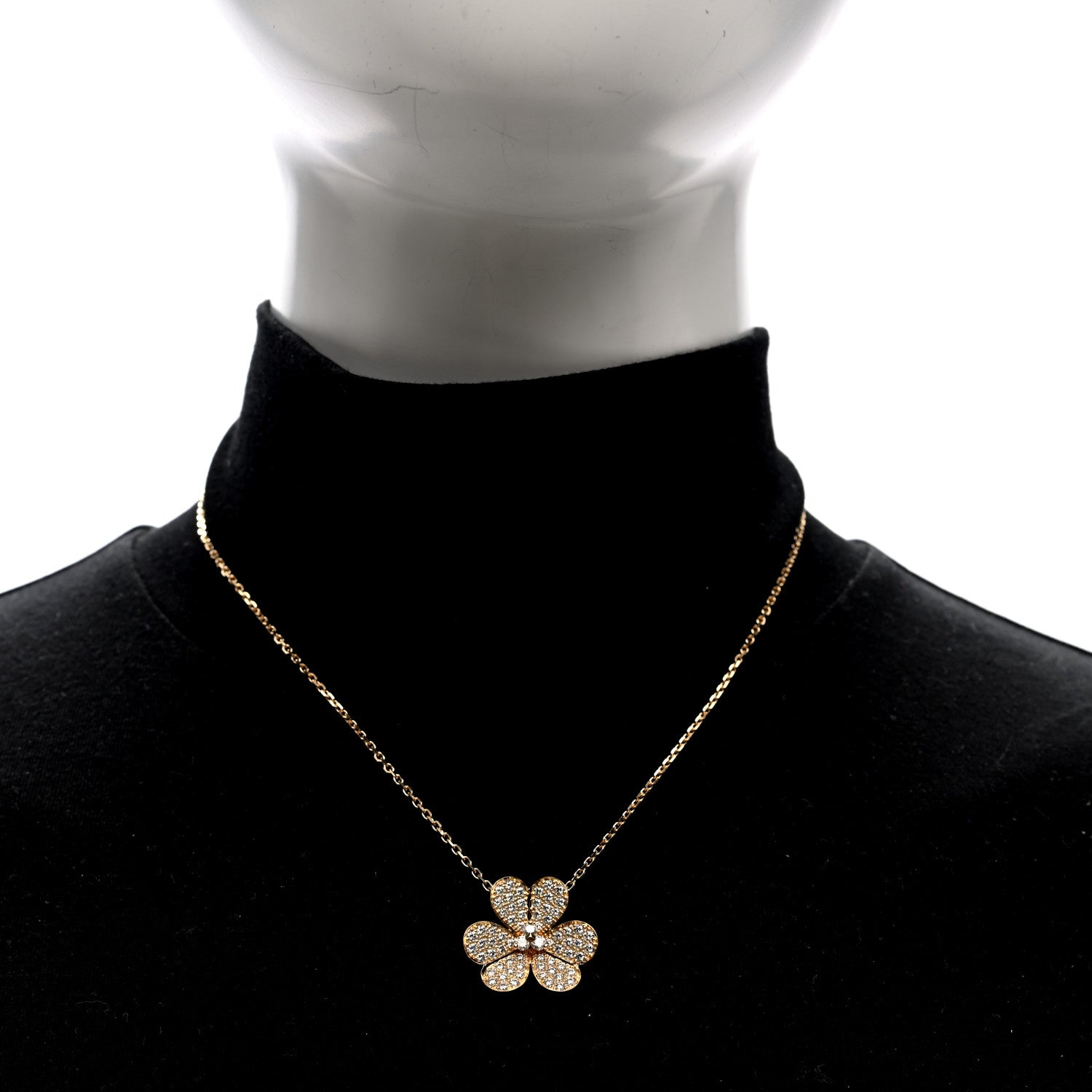 Van Cleef & Arpels 18K Yellow Gold Diamond Large Frivole Pendant Pave Necklace 2 of 4
