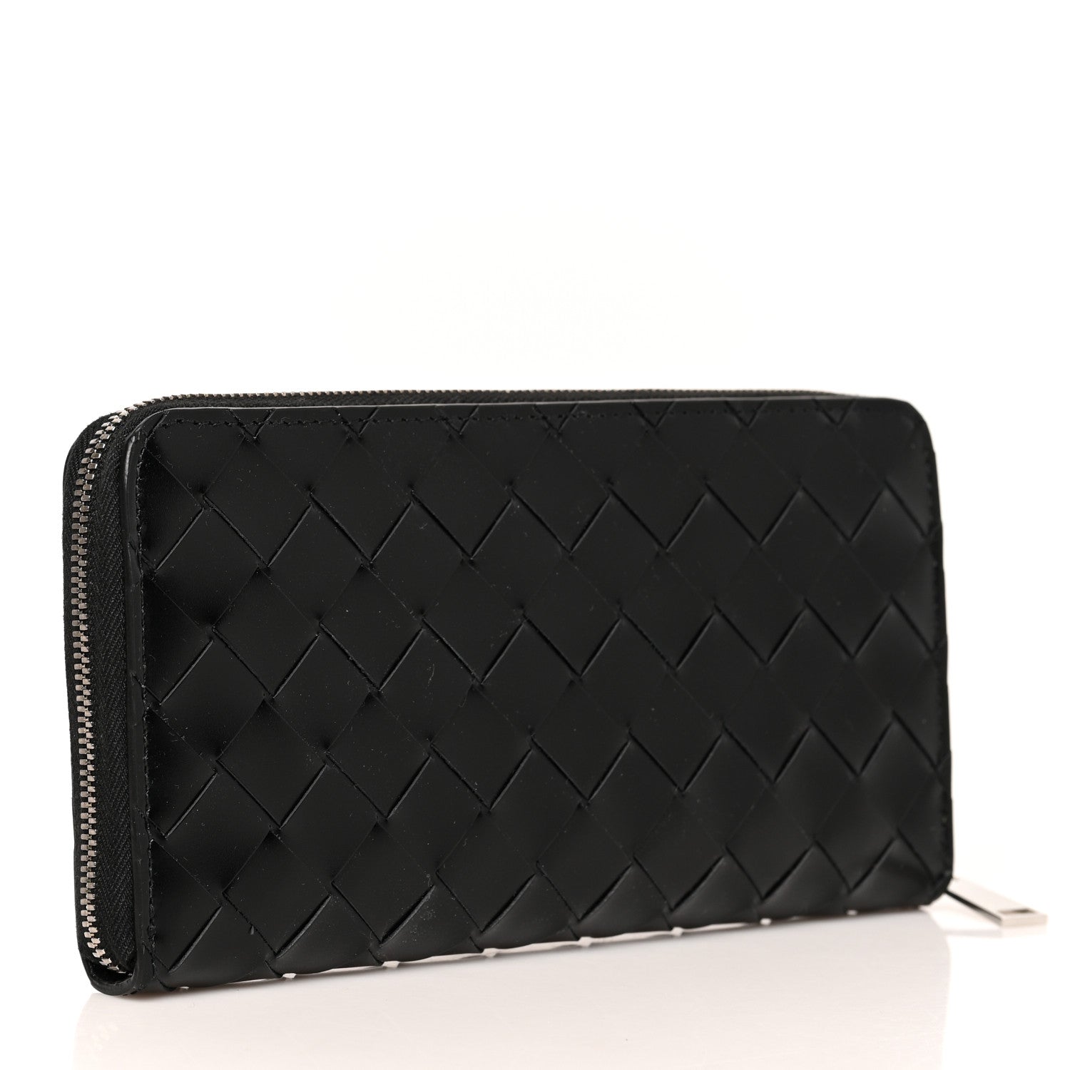 Bottega Veneta Spazzolato Calfskin Intrecciato Zip Around Wallet Black 3 of 7
