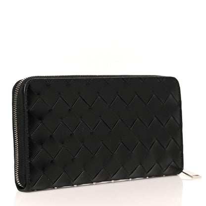 Bottega Veneta Spazzolato Calfskin Intrecciato Zip Around Wallet Black 3 of 7